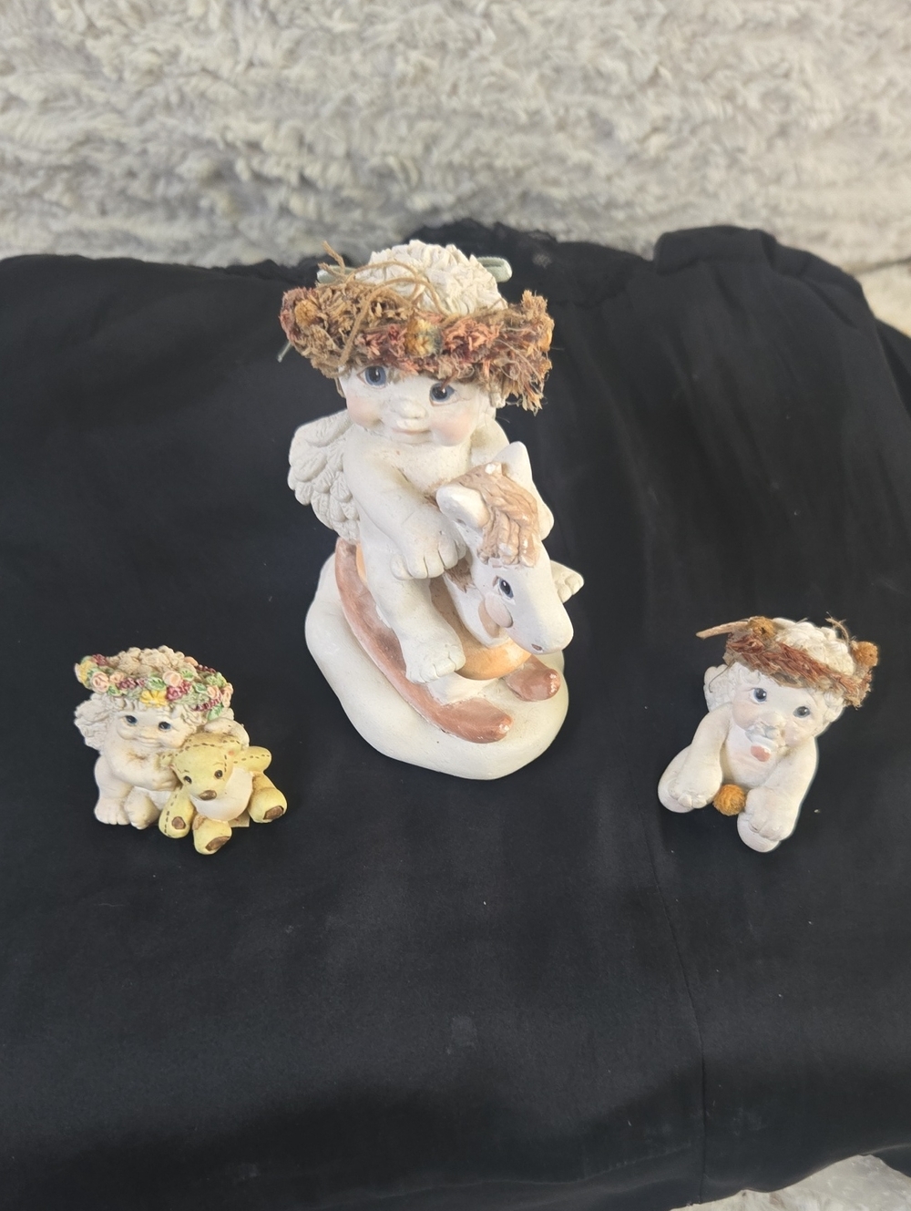 Dreamsicles Cherub Figurine Set in Cream and Brown - Decorative Home Accent